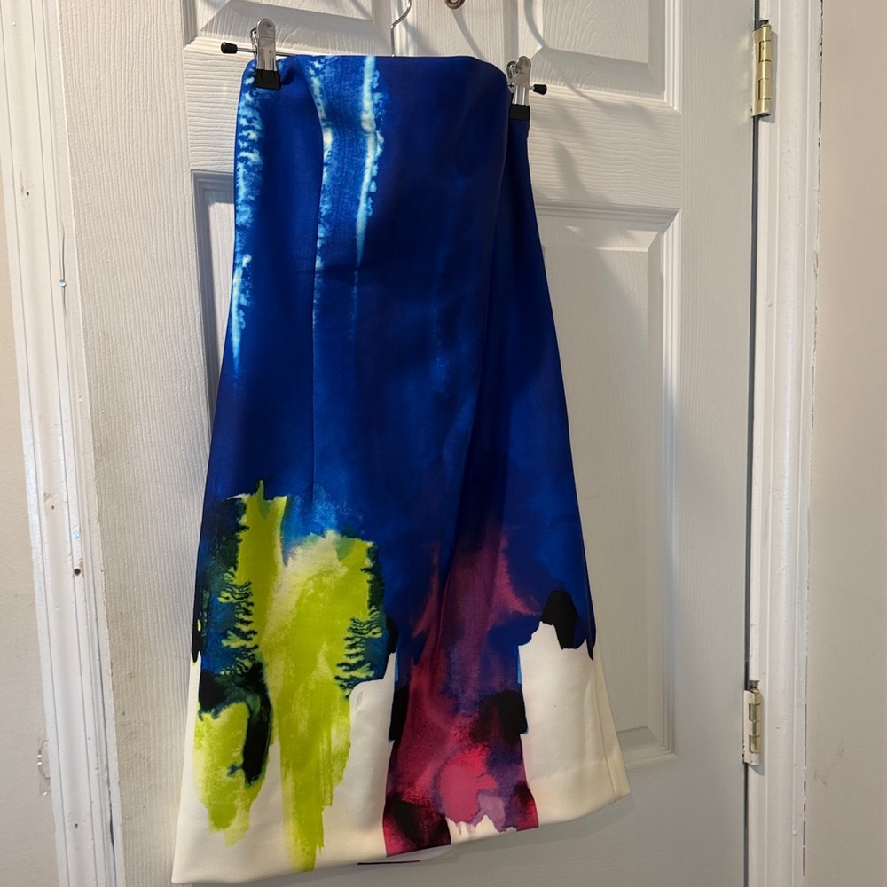 Milly Strapless Dress in Blue and Multicolor